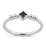 Sterling Silver Unique Square Black CZ Ring