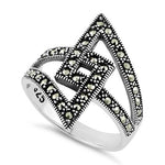 Sterling Silver Unique Square Marcasite Ring