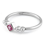 Sterling Silver Unique Square Ruby CZ Ring