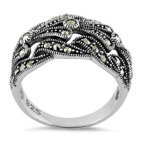 Sterling Silver Unique Waves Marcasite Ring