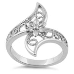 Sterling Silver Unique Flower and Vines Ring