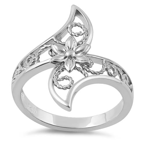 Sterling Silver Unique Flower and Vines Ring