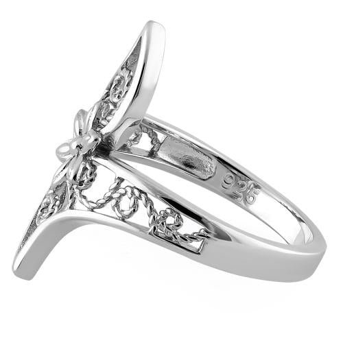 Sterling Silver Unique Flower and Vines Ring