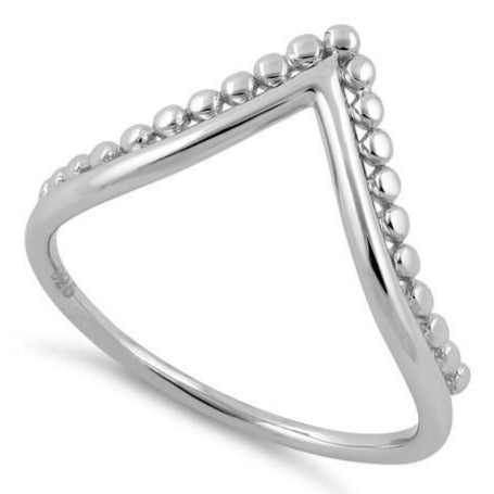 Sterling Silver V Shape Beads Ring
