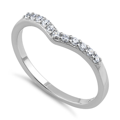 Sterling Silver V Shape CZ Ring