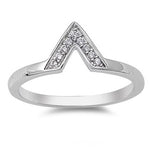 Sterling Silver V Shape CZ Ring