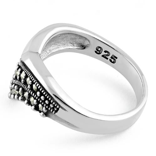 Sterling Silver V Shape Marcasite Ring