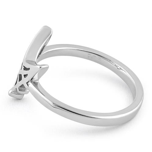 Sterling Silver V Web Ring