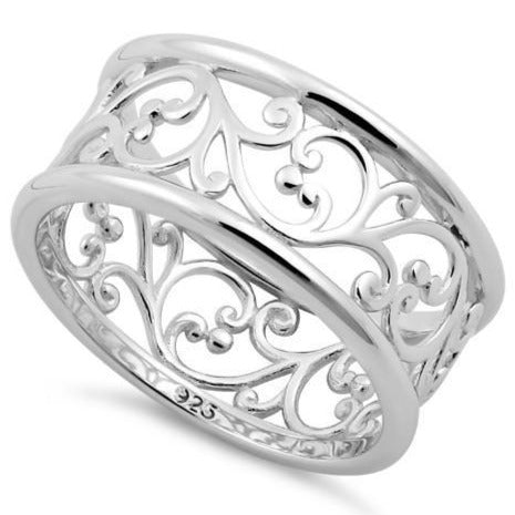 Sterling Silver Vines Band Ring