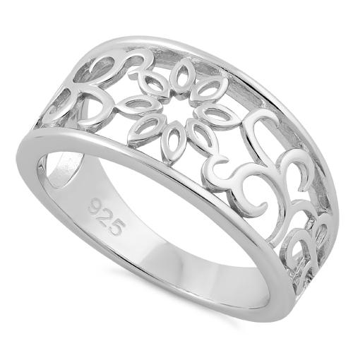Sterling Silver Vines Flower Ring