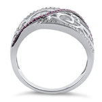 Sterling Silver Vines Ruby CZ Ring