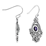 Sterling Silver Vintage Amethyst CZ Dangle Earrings