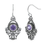 Sterling Silver Vintage Amethyst CZ Dangle Earrings