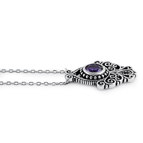 Sterling Silver Vintage Amethyst CZ Necklace