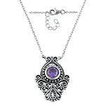 Sterling Silver Vintage Amethyst CZ Necklace