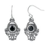 Sterling Silver Vintage Black CZ Dangle Earrings