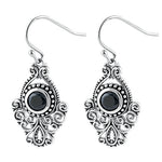 Sterling Silver Vintage Black CZ Dangle Earrings