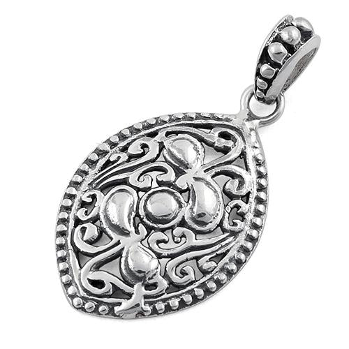 Sterling Silver Vintage Curve Pattern Ellipse Pendant