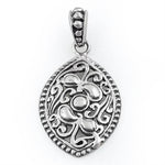 Sterling Silver Vintage Curve Pattern Ellipse Pendant