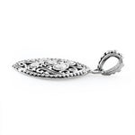 Sterling Silver Vintage Curve Pattern Ellipse Pendant