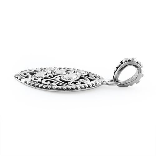 Sterling Silver Vintage Curve Pattern Ellipse Pendant
