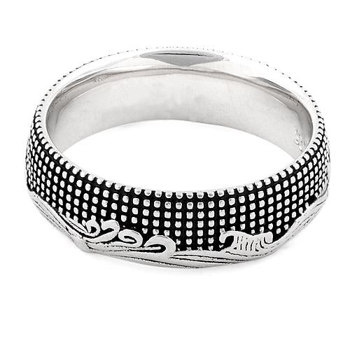Sterling Silver Waves and Dots Ring
