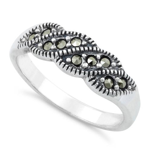 Sterling Silver Waves Marcasite Ring