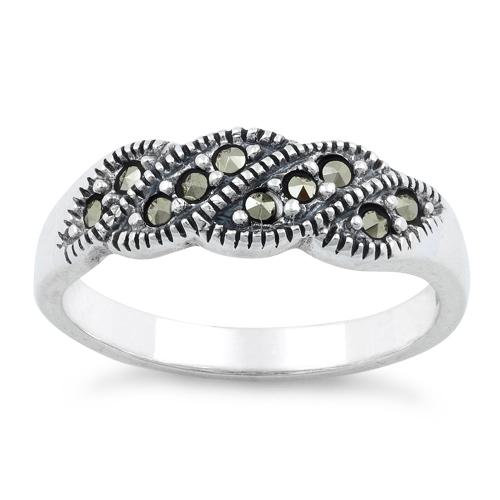 Sterling Silver Waves Marcasite Ring