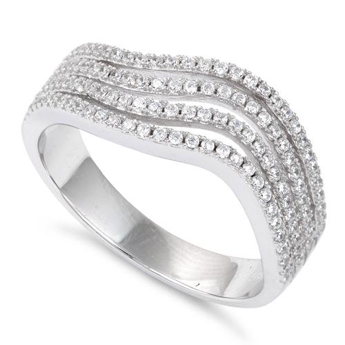 Sterling Silver Wavy CZ Ring