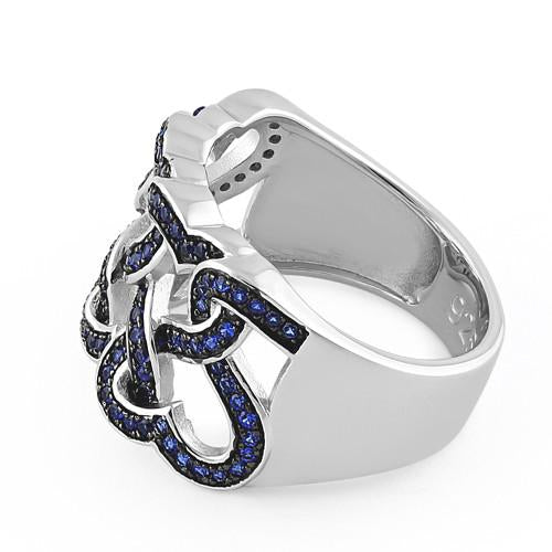 Sterling Silver Wavy Blue CZ Ring