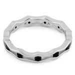 Sterling Silver Wavy Eternity Black CZ Ring