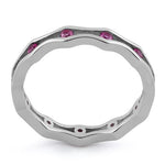 Sterling Silver Wavy Eternity Pink CZ Ring
