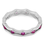 Sterling Silver Wavy Eternity Pink CZ Ring