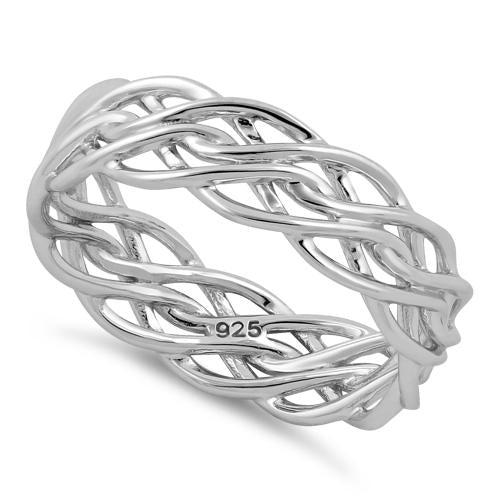 Sterling Silver Wavy Strings Braided Ring