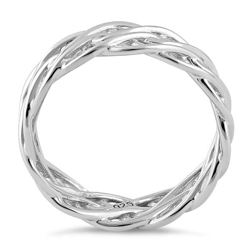 Sterling Silver Wavy Strings Braided Ring