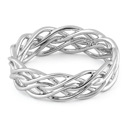 Sterling Silver Wavy Strings Braided Ring