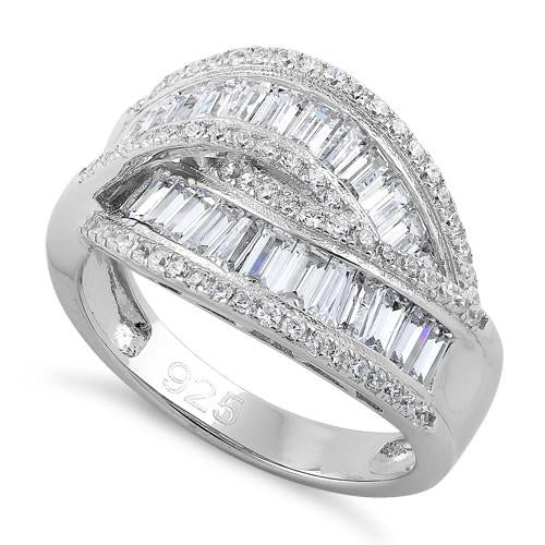 Sterling Silver Weave CZ Ring
