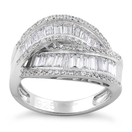 Sterling Silver Weave CZ Ring