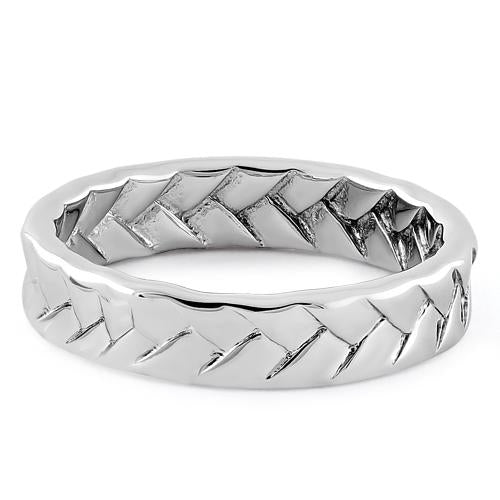 Sterling Silver Weave Pattern Band Ring