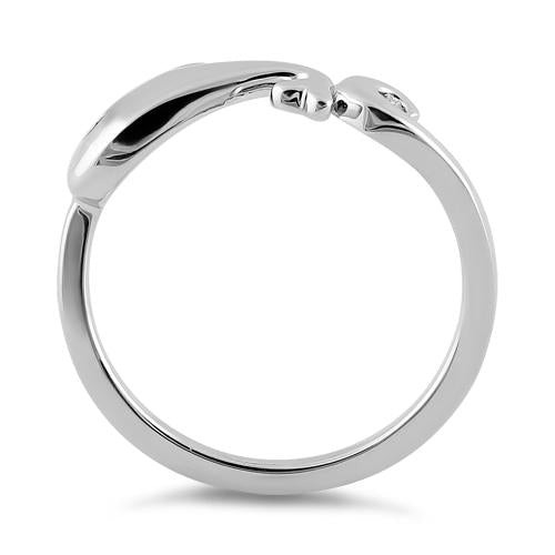 Sterling Silver Whale Clear Round CZ Ring