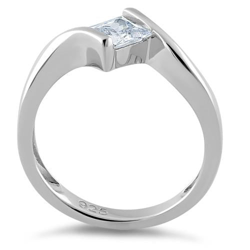 Sterling Silver Clear Princess CZ Ring