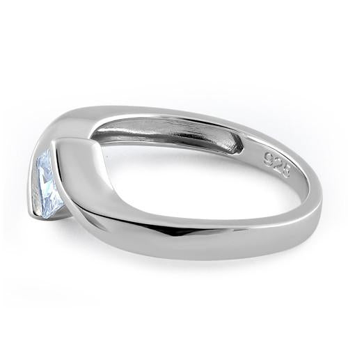 Sterling Silver Clear Princess CZ Ring