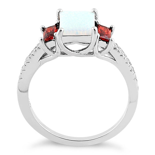 Sterling Silver White Lab Opal CZ Ring