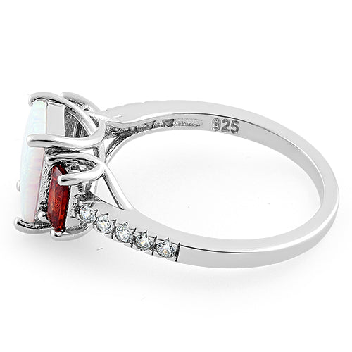 Sterling Silver White Lab Opal CZ Ring