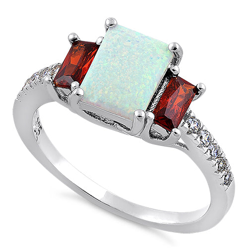 Sterling Silver White Lab Opal CZ Ring