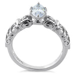 Sterling Silver Wild Vines Marquise Cut Clear CZ Ring