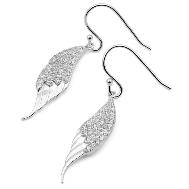 Sterling Silver Wings CZ Earrings