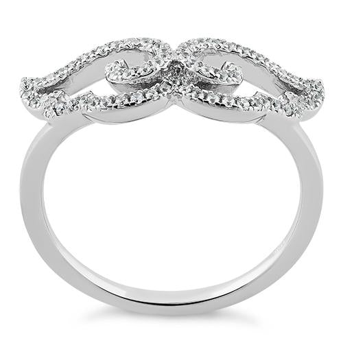 Sterling Silver Wings CZ Ring