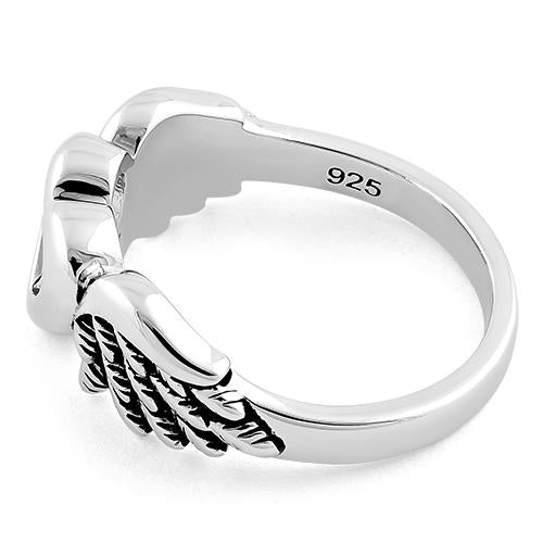 Sterling Silver Wings Heart Ring