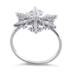 Sterling Silver Winter Snowflake Clear CZ Ring